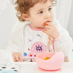 High Quality Spill-Proof Silicone Feeding Bowl Baby Dishes Kid Dinner Spoon Food Grade Silicone Baby Silicone Tableware