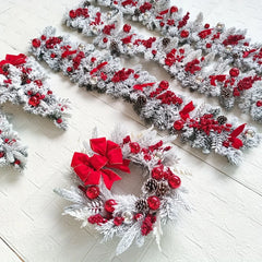 Christmas Wreath Rattan Set Christmas Decorations Bow Flower Garland For Front Door Hanging Christmas Ornaments New Year Decor
