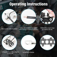 Heavy Duty Battery Cable Crimping Tool Wire Lug Crimper Terminal Copper Lugs Kit for Battery Wire Ring Terminals