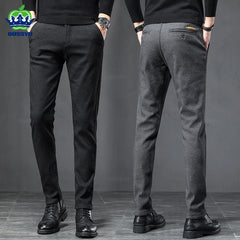 Men Business Dress Pants Elastic Waist Frosted Fabric Casual Trousers Formal Social Suit Pant Costume Homme
