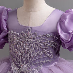 Luxury children's princess dress Bubble sleeve beaded sequin wedding dress Fancy Flower Girl Party PROM dress C2179