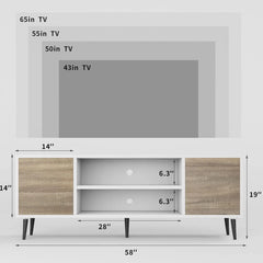 Modern TV Stand for 65 Inch TV – Entertainment Center with Storage Cabinet & Open Shelves (XMSJ)