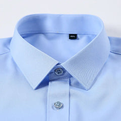 Anti-wrinkle non-ironing men's long sleeve shirt Business Casual Professional social formal solid color with pockets