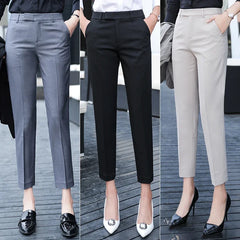 Black Gray Suit Pants Woman High Waist Pants Office  Formal Work Trousers Female Elegant Casual Straight Pants