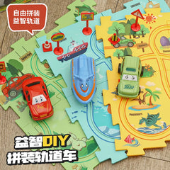 Kids Logic Board Game Jigsaw DIY Puzzles Electric Race Car Track Toys Slot Rail Toys Monetssori Construction Educational Toys