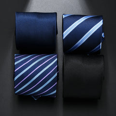 Tie for Men Slim Solid Color Shirt Necktie Polyester Narrow Cravat Royal Blue Black Red Stripe Party Formal Fashion Gift