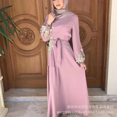 2023 New Style Middle East Muslim Long Kaftan Dress Plus Size Long Sleeve Ethnic Gathered Weekly Wear Dubai Kaftan Women's Cloth