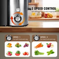 Juicer Machines Centrifugal Juicer Extractor Max Power 1000W, Wide Mouth Feed Chute for Fruit and Vegetables, 400W Motor