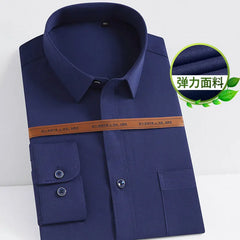 Anti-wrinkle non-ironing men's long sleeve shirt Business Casual Professional social formal solid color with pockets