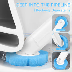 Disposable Toilet Brush with Extended Handle Bathroom Toilet Brush Holder Cleaning Kit Replacement Head 360° Deep Clean 18-36Pcs