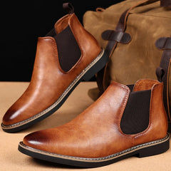 Men Shoes Chelsea Boots Retro Chelsea Ankle Boots Casual Flat Shoe Elastic Formal Business Dress Men Shoe 2025 New Spring Autumn