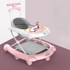 2 in 1 Baby Walker with Music & Light Spinning Toy Dining Tray Safety Brake Floor Mats Push Handle Baby Push Walker Anti-slip