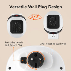 Home Electric Heater Winter Body Warmer Portable Wall Plug Space Heater Ceramic Electric Heater with Remote Control Household