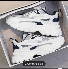 Men's Trendy Street Style Chunky Shoes, Comfy Non Slip Casual Lace Up Sneakers For Men's Outdoor Activities