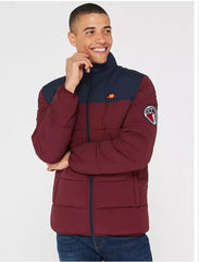 Mens Ellesse Jacket Nebula Padded Burgundy Jacket