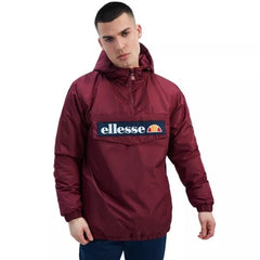 Mens Ellesse Jacket Monterini Over Head Jacket in Maroon