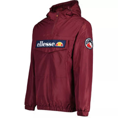 Mens Ellesse Jacket Monterini Over Head Jacket in Maroon